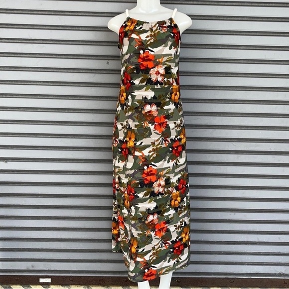 Love Dresses & Skirts - Love Floral Cami Maxi Dress in Olive, Red and Orange Size M